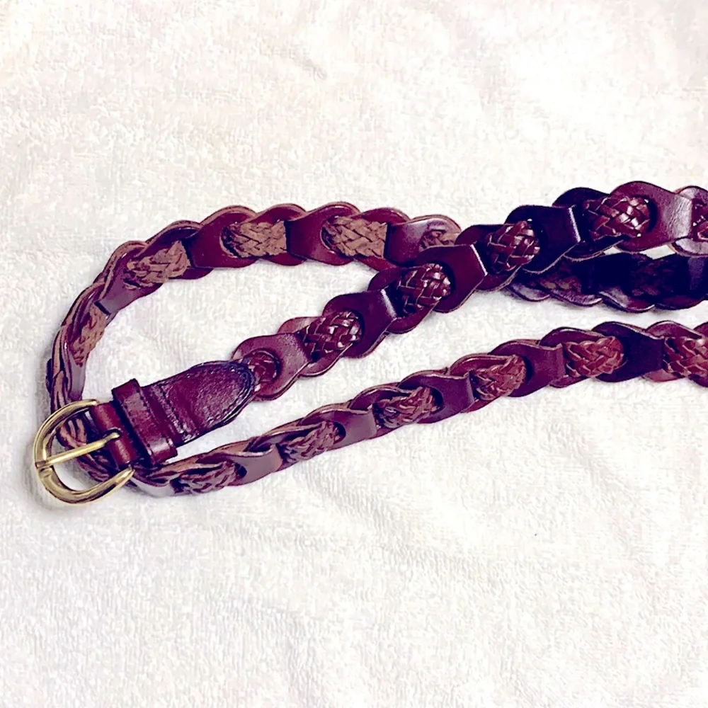 Bohemian»—»VINTAGE«—«|BOHO STYLE|Genuine Brown Leather Braided Linked Rope Belt
